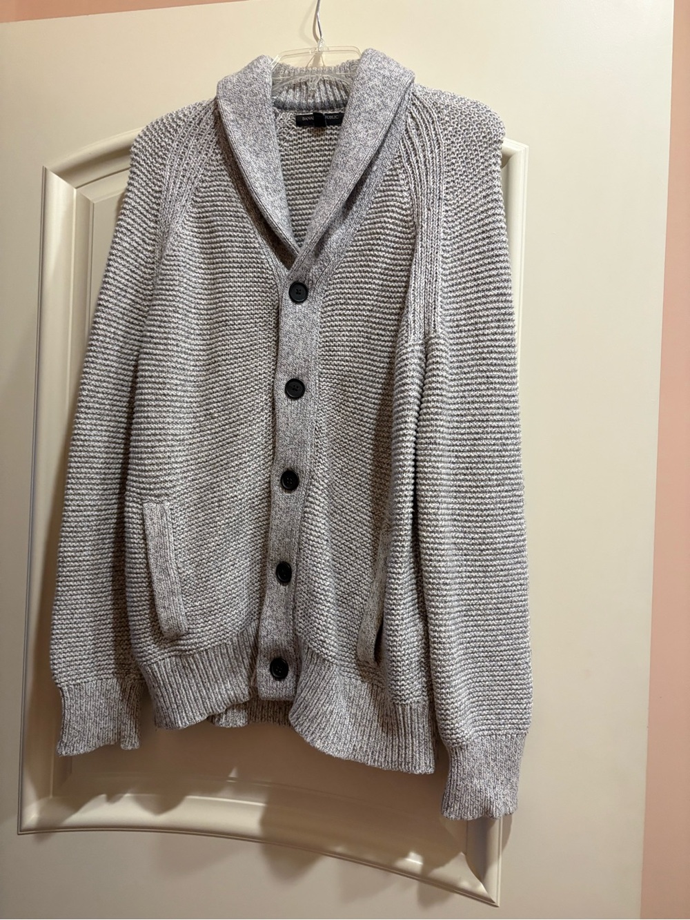 Banana Republic Men's Shawl Collar Cardigan in Light Gray